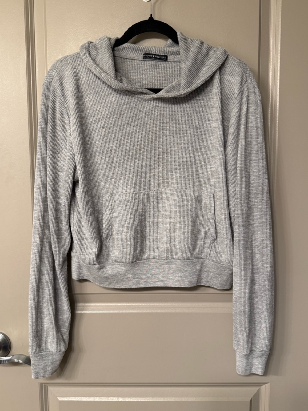 Brandy Melville Cropped Waffle Knit Hoodie